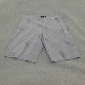 Travis Mathew Shorts Mens 36 Gray Chino Pineapple Print Golf Performance